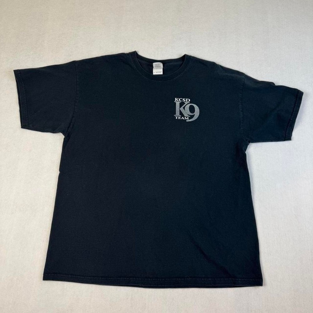 K9 Team KCSD black cotton t-shirt with white logo, size XL